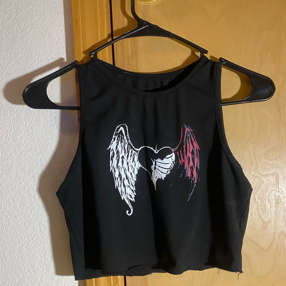 Black graphic tank top